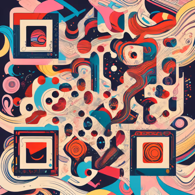 Colorful Retro Psychedelic Abstract QR Code for Posters — image 1