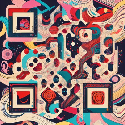Colorful Retro Psychedelic Abstract QR Code for Posters