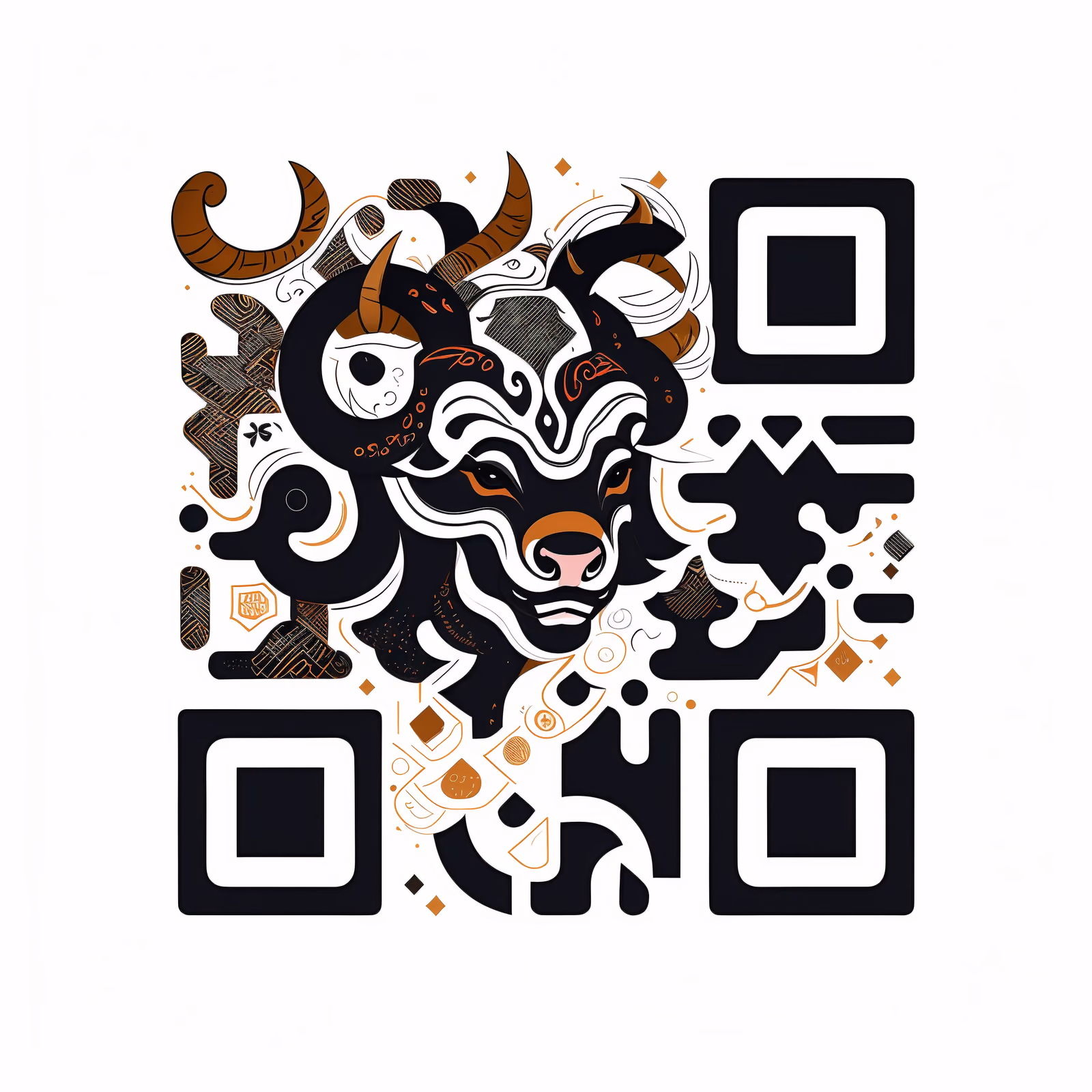 Голова быка Тельца: векторный граффити QR-код для одежды — изображение 1