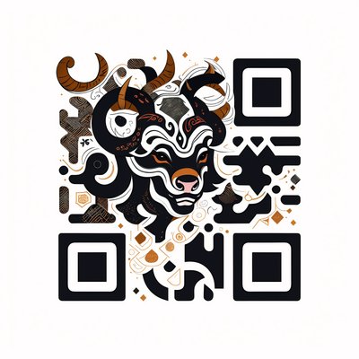 Taurus Bull Head Vector Graffiti QR Code for Apparel