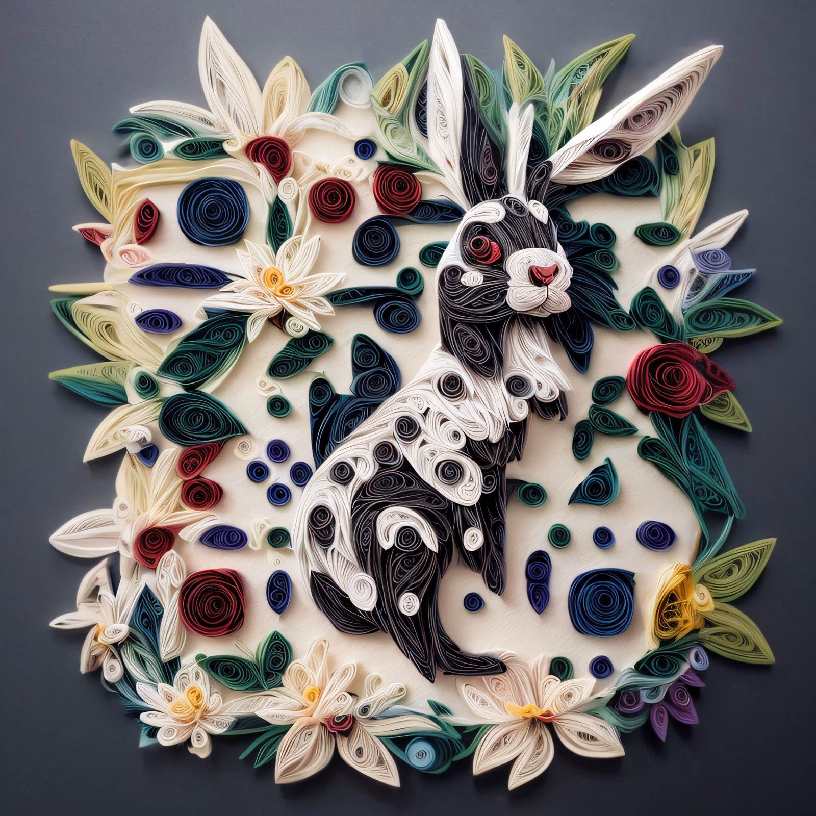 Quilled Paper Rabbit Floral QR Code Art — image 1