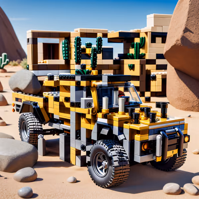 Brick Off-Road Truck Desert QR Code for Packaging — image 1