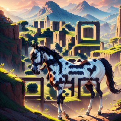 Pinto Horse Valley Digital Painting QR Code Art
