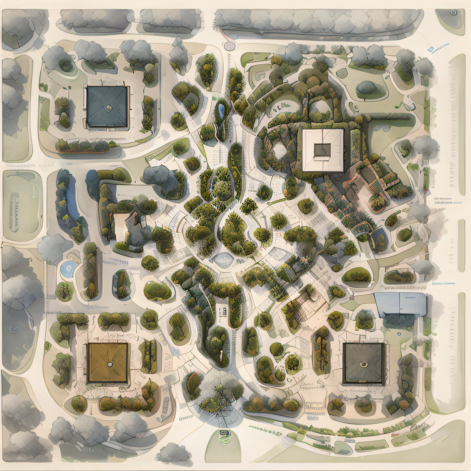 Aerial Park Map Concept Art QR Code for Brochures — image 1