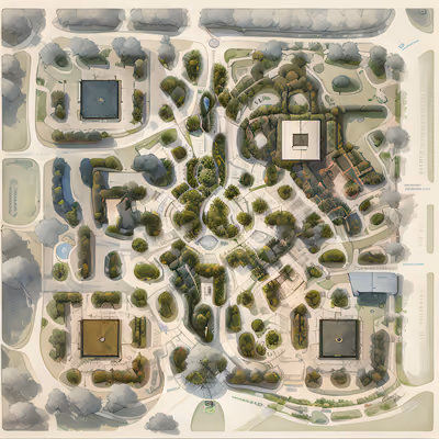 Aerial Park Map Concept Art QR Code for Brochures — image 1