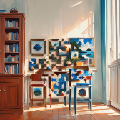 Sunlit Art Studio Room Painting QR Code Art — image 1