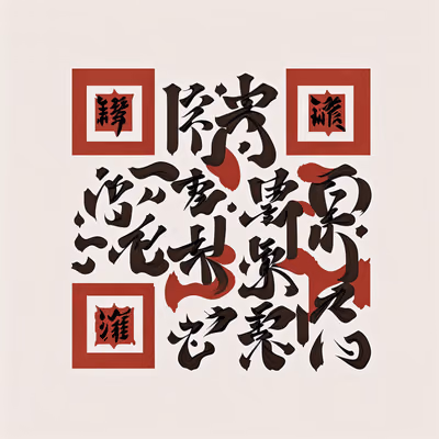 Красно-чёрная каллиграфия кистью: символ, QR-код — изображение 1