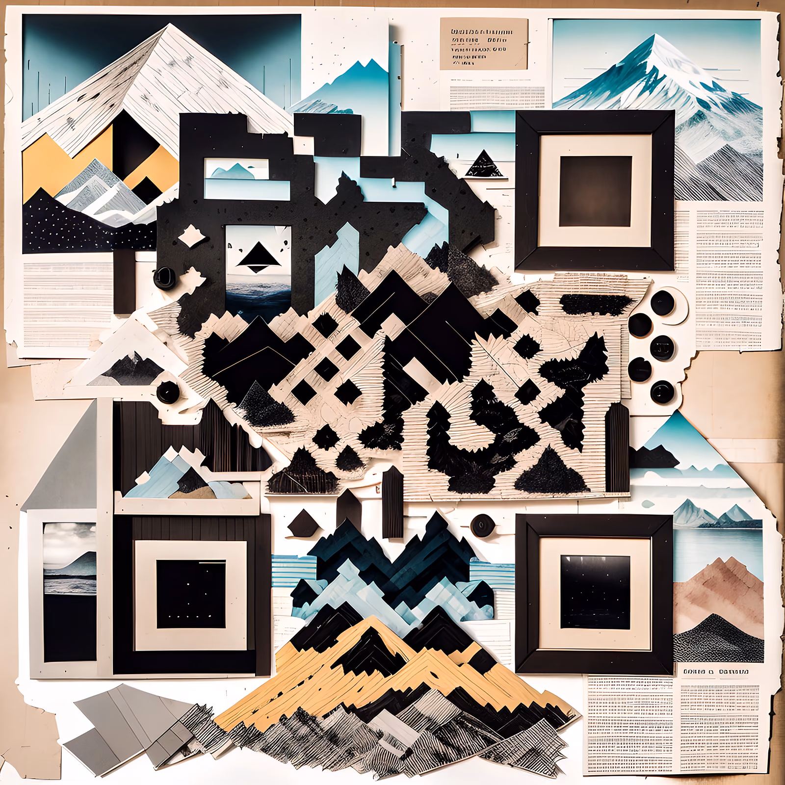 Torn Paper Mountain Collage QR Code Art — image 1