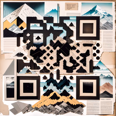 Torn Paper Mountain Collage QR Code Art — image 1