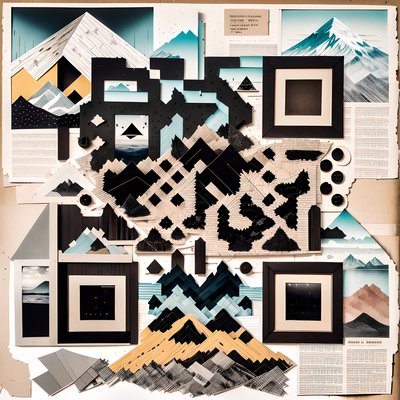 Torn Paper Mountain Collage QR Code Art