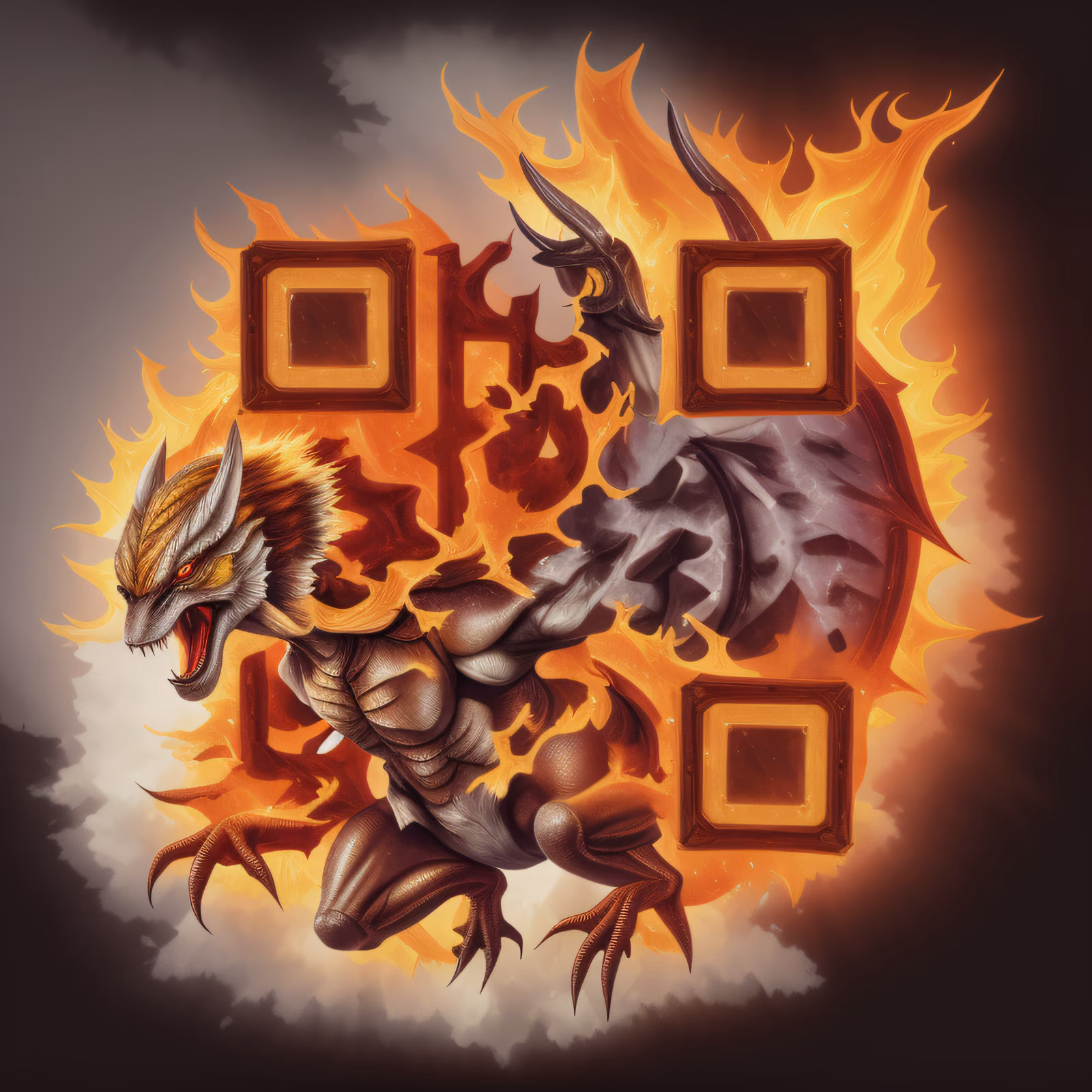 Fiery Dragon in Flight Fantasy QR Code for Stickers — image 1