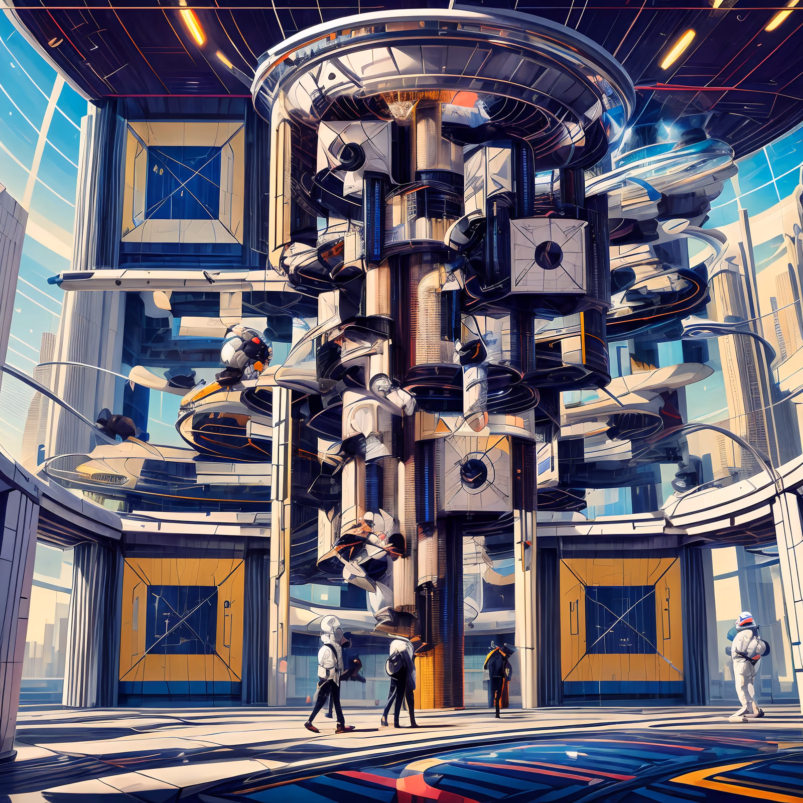 Retro Space Plaza Futuristic Painting QR Code for Posters — image 1