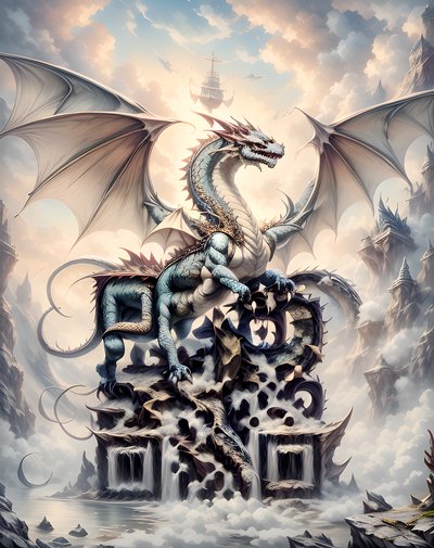 Winged Dragon Fantasy Painting QR Code for Posters