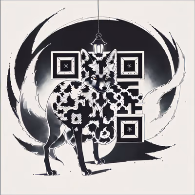 Ink Fox With Lantern QR Code Art — image 1