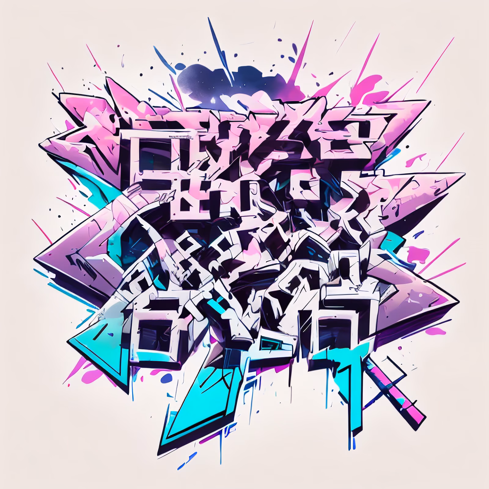 Pink Cyan Graffiti Lettering Graffiti & Street Art QR Code for Apparel — image 1
