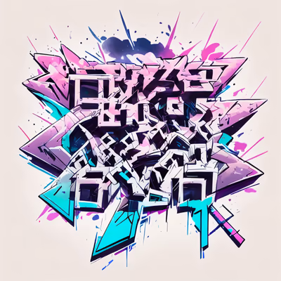 Pink Cyan Graffiti Lettering Graffiti & Street Art QR Code for Apparel — image 1