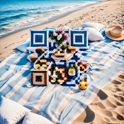 Beach Picnic Photorealistic QR Code for Posters