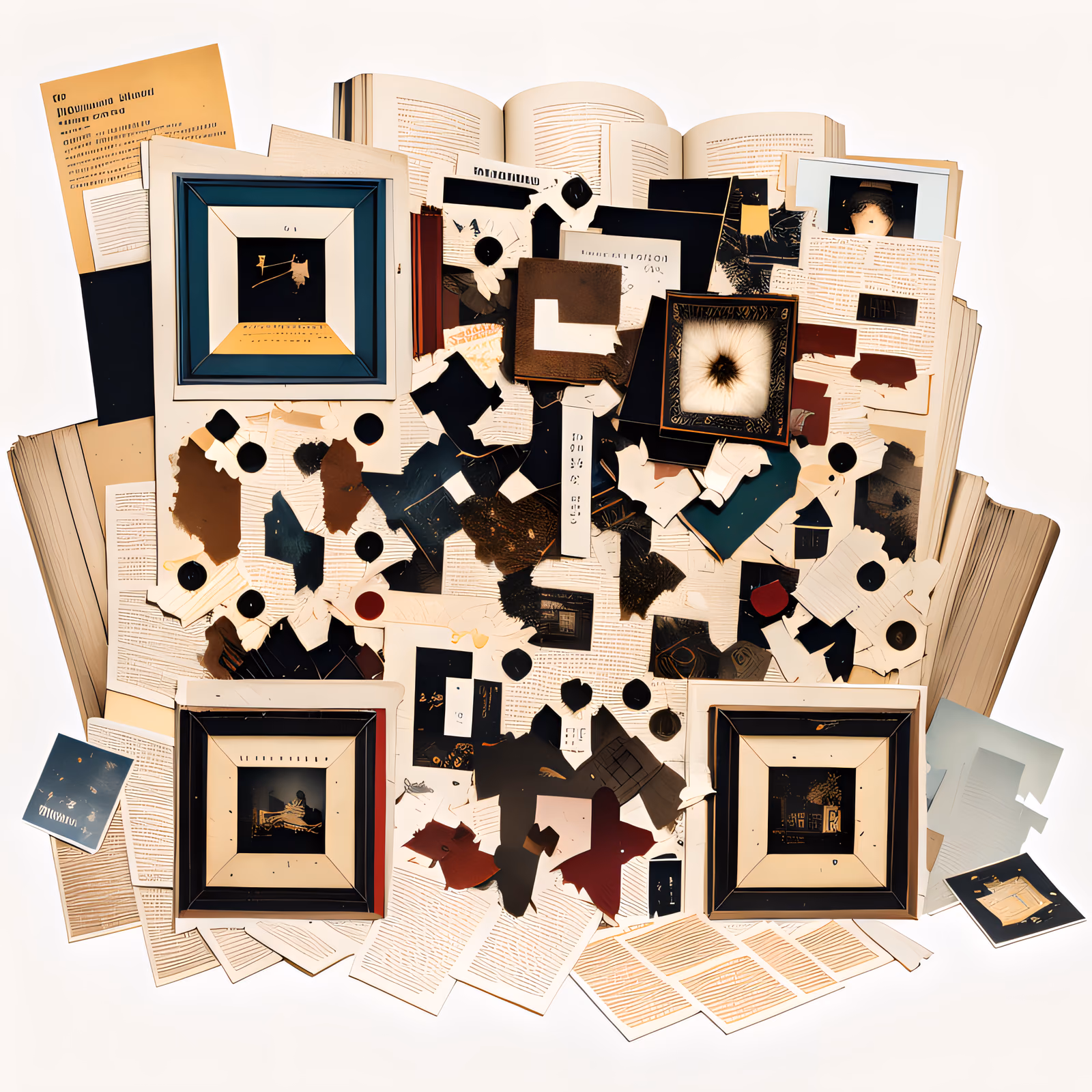 Коллаж из рваных страниц книг: QR-код для обложек — изображение 1
