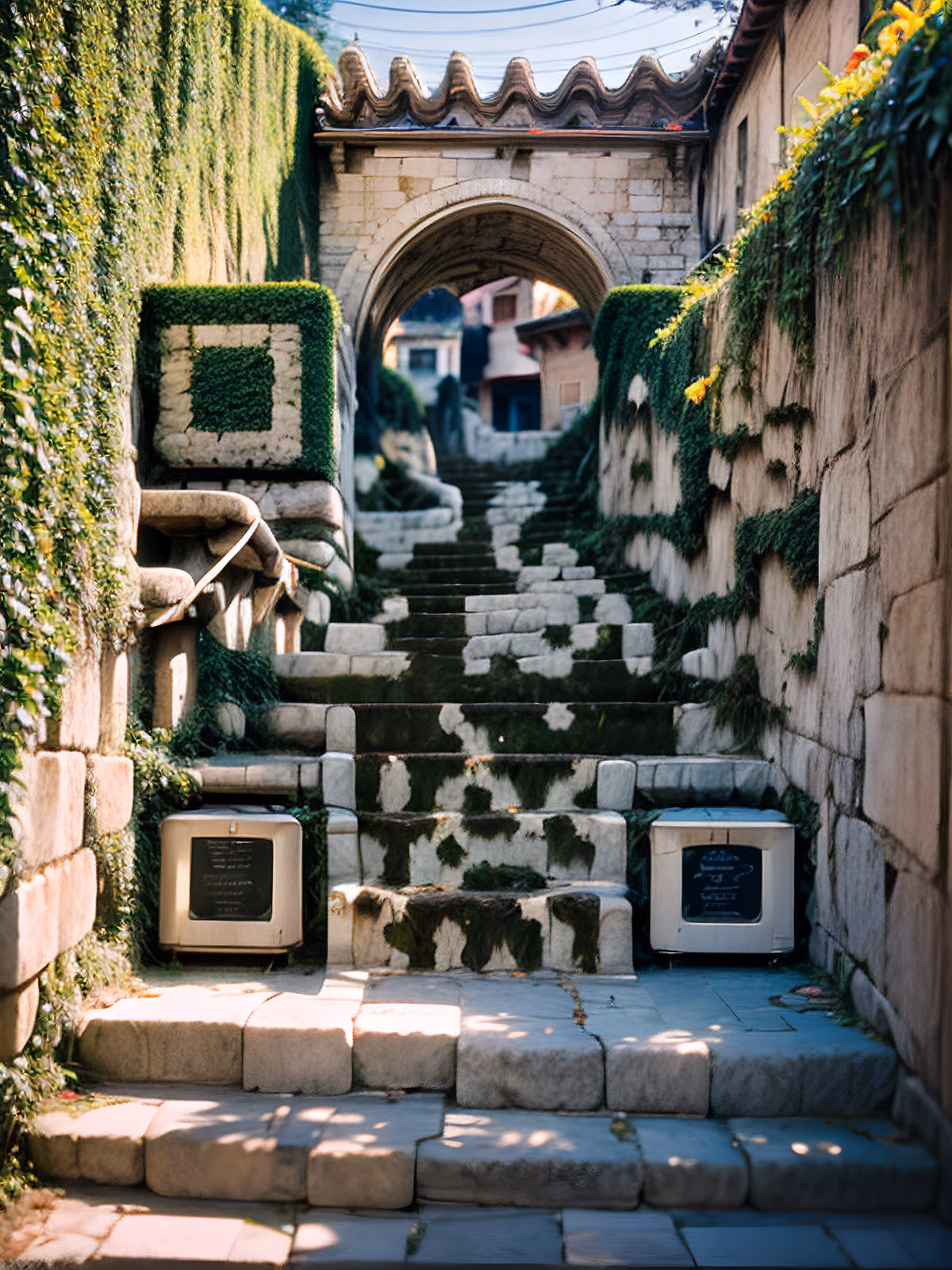 Ivy Stone Steps Film Photography QR Code for Posters — image 1