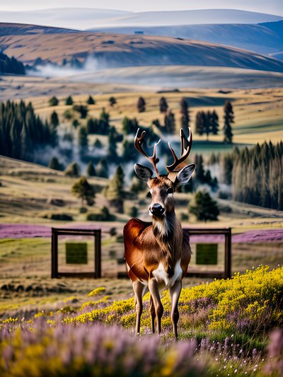Stag in Heather Meadow Photography QR Code Art