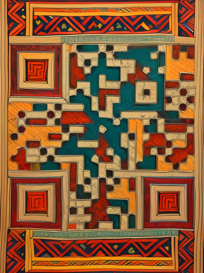 Traditional Geometric Rug Pattern QR Code Art — image 1