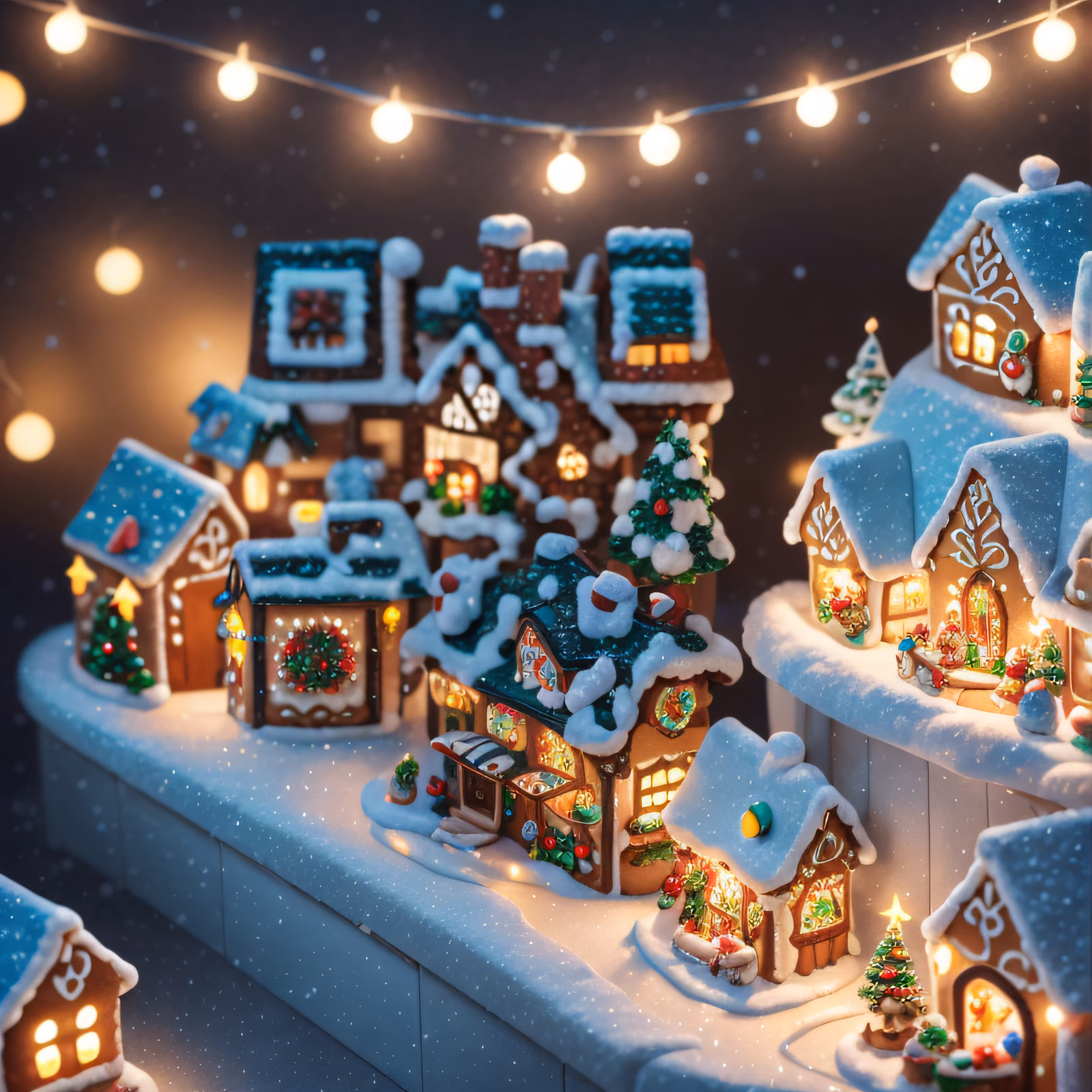 Gingerbread Christmas Village 3D QR Code for Greeting Cards — image 1