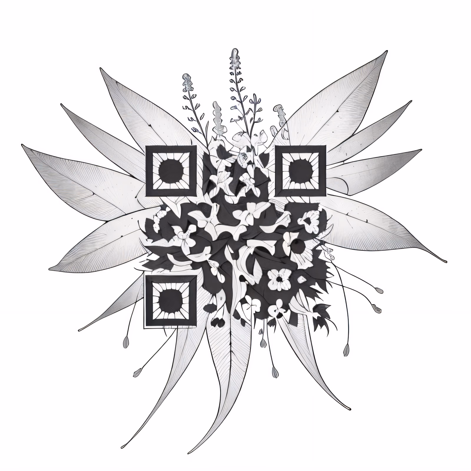 Ботанический взрыв листьев: QR-код для временных татуировок — изображение 1