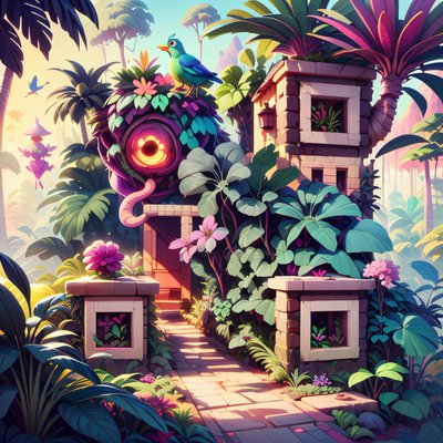 Jungle Ruins Fantasy Concept QR Code for Posters