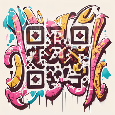 Розовые граффити-буквы: QR-код в стиле уличного искусства для стикеров — изображение 1