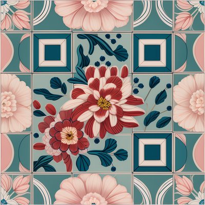 Pastel Floral Tile Pattern QR Code Art