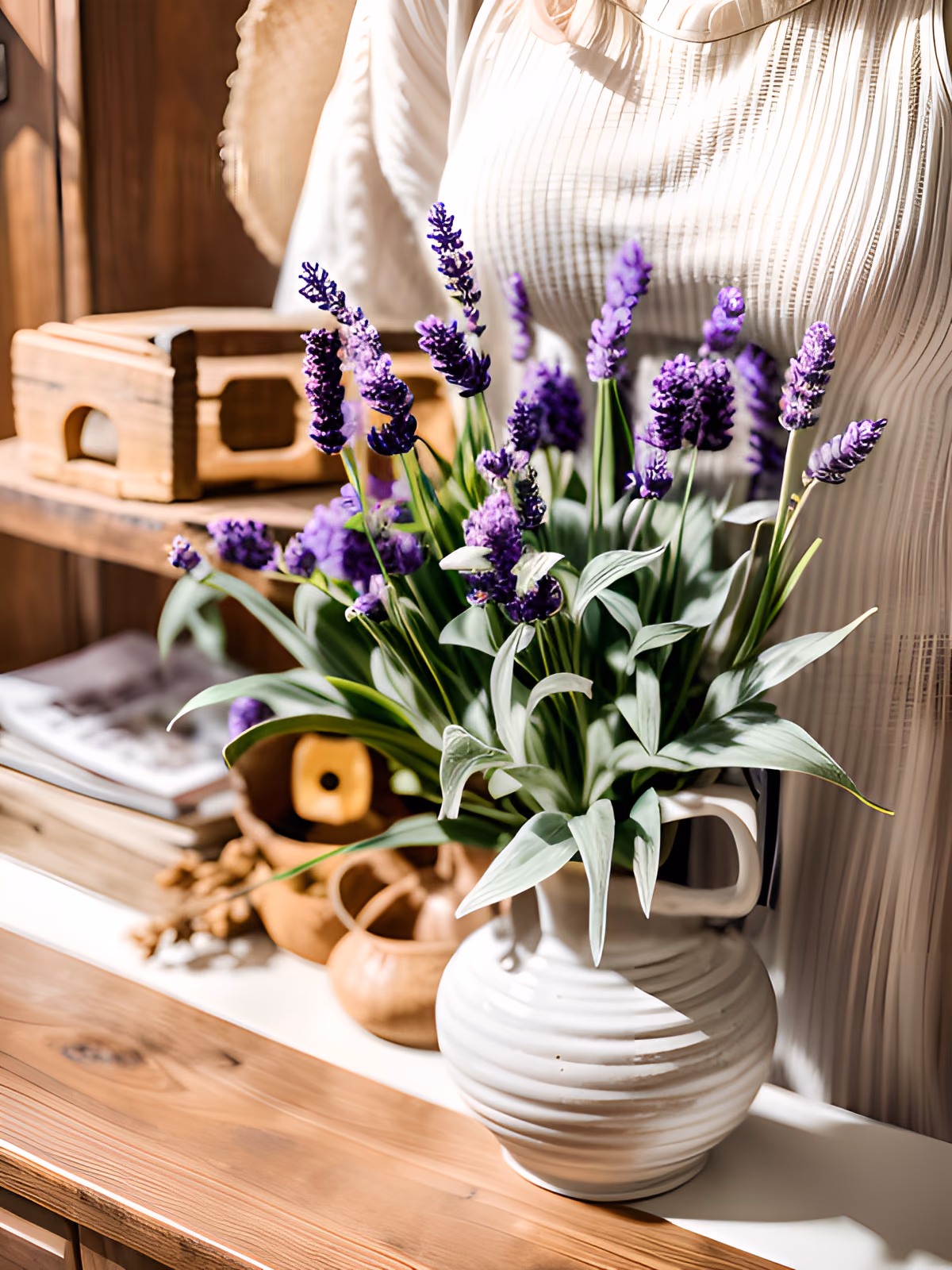 Lavender in White Pitcher Photo QR Code Art — image 1