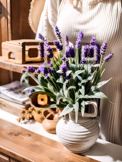 Lavender in White Pitcher Photo QR Code Art — image 1