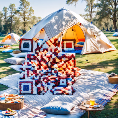 Boho Picnic Tent Realism QR Code for Flyers — image 1