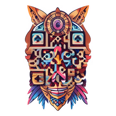 Племенная тотемная маска: векторный QR-код для наклеек — изображение 1