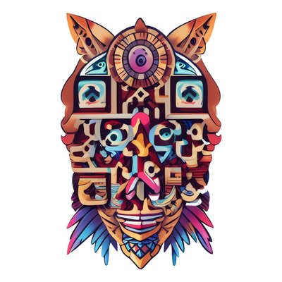 Tribal Totem Mask Vector QR Code for Stickers