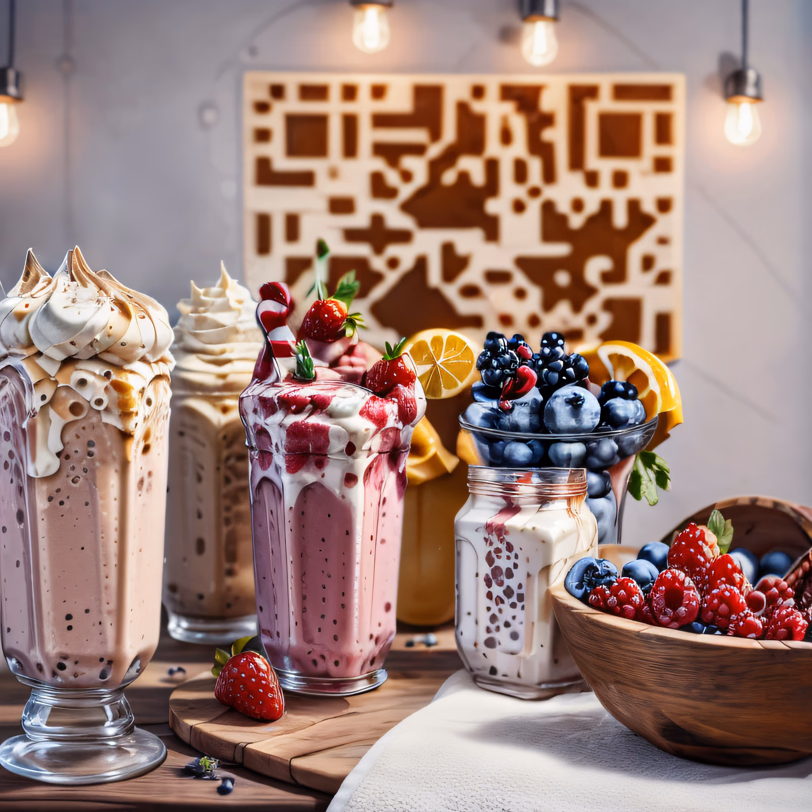 Berry Milkshakes Photorealistic QR Code for Restaurant Menus — image 1