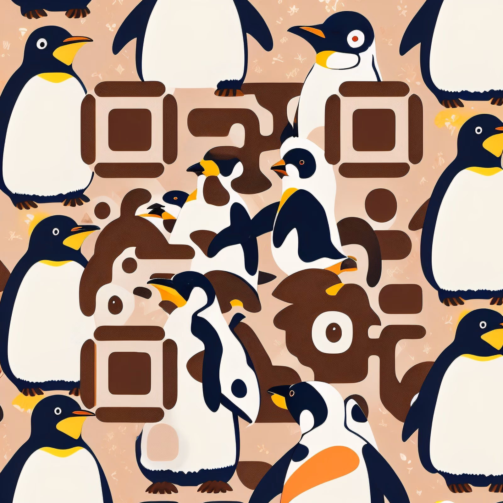 Penguin Crowd Flat Pattern QR Code Art — image 1