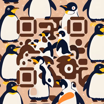 Penguin Crowd Flat Pattern QR Code Art — image 1