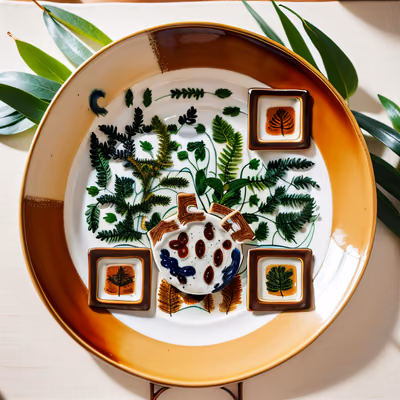 Fern Painted Ceramic Plate QR Code Art — image 1