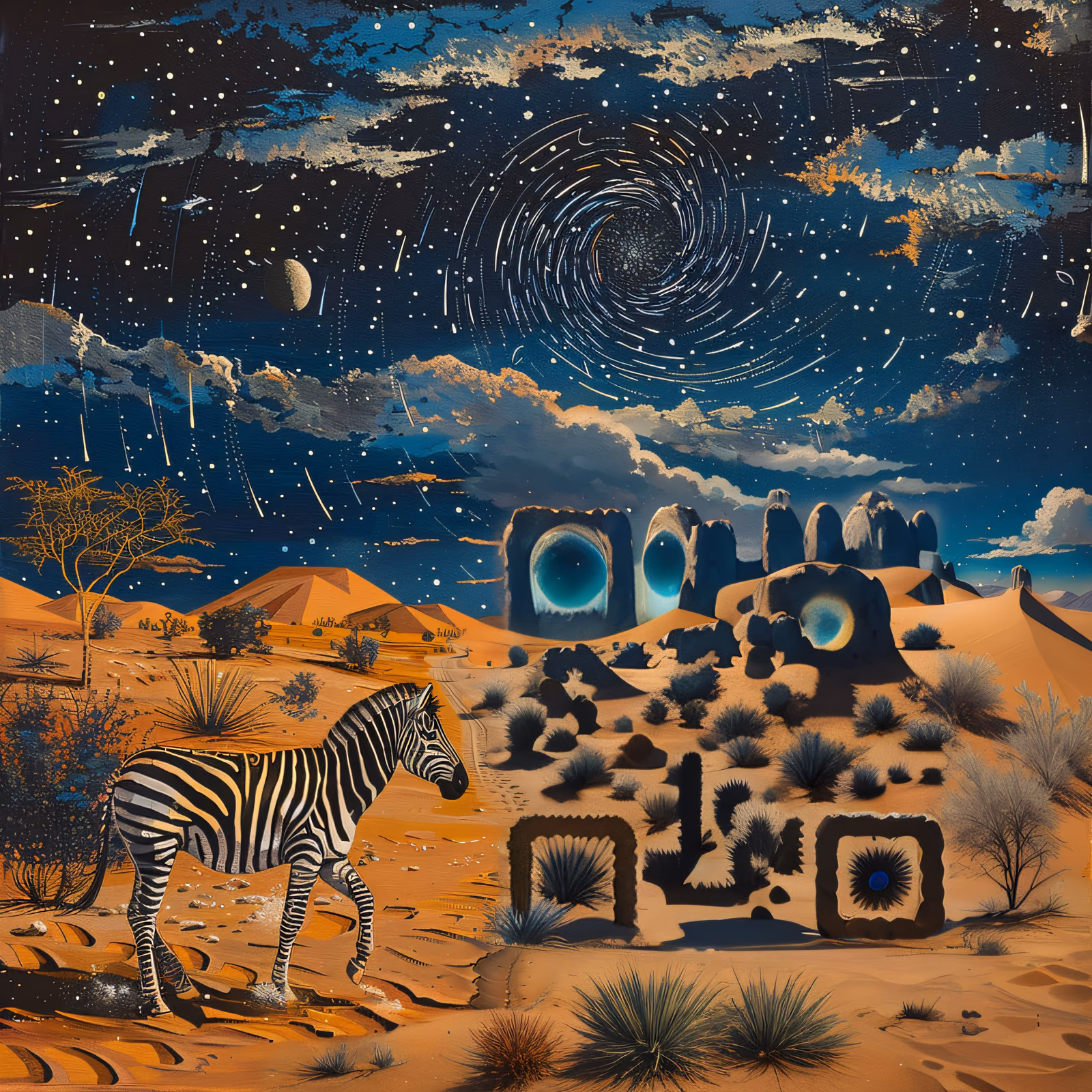 Surreal Zebra Desert Night QR Code Art — image 1
