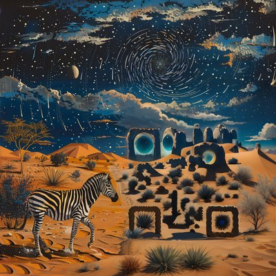 Surreal Zebra Desert Night QR Code Art