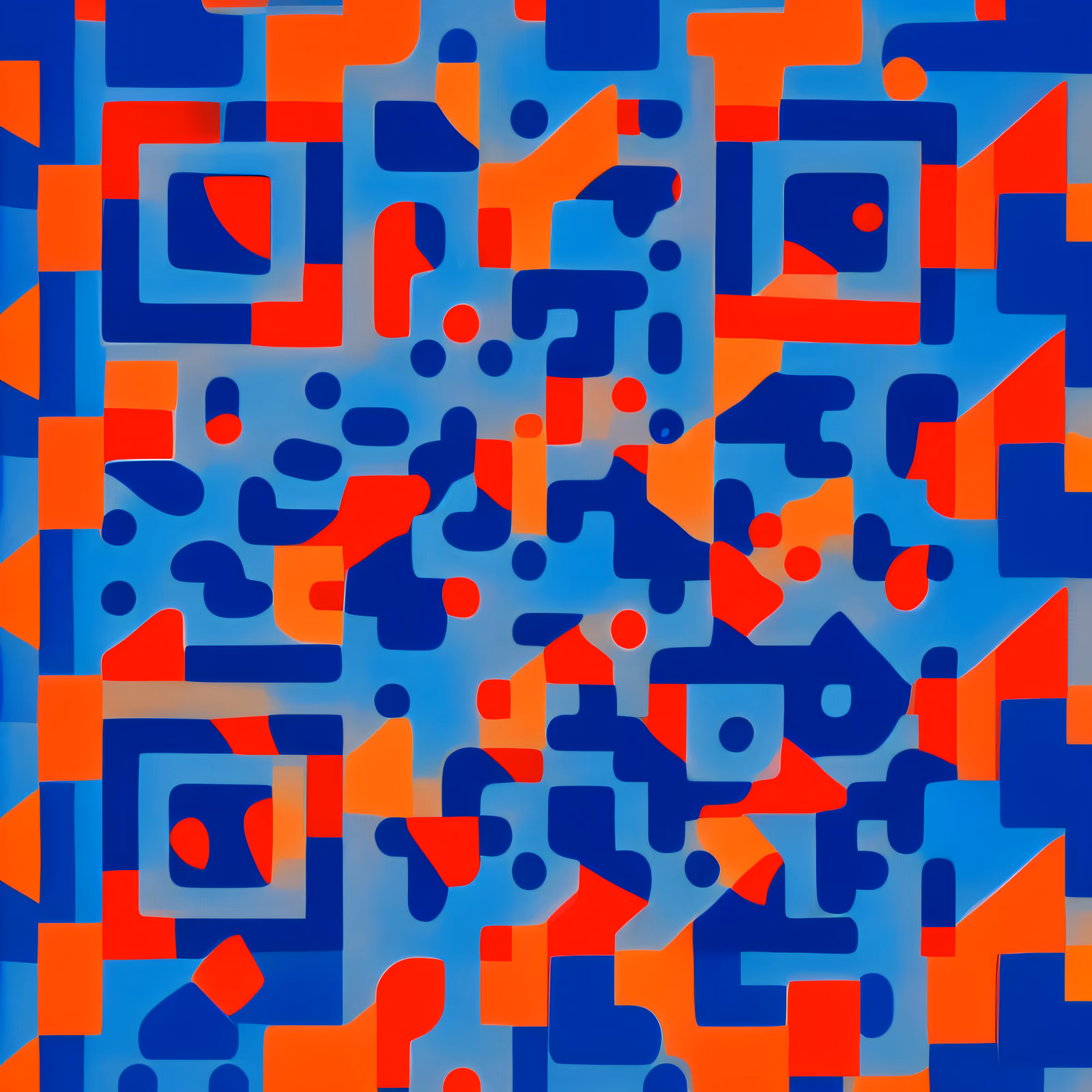 Blue and Red Geometric Abstract QR Code for Posters — image 1