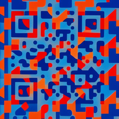 Blue and Red Geometric Abstract QR Code for Posters