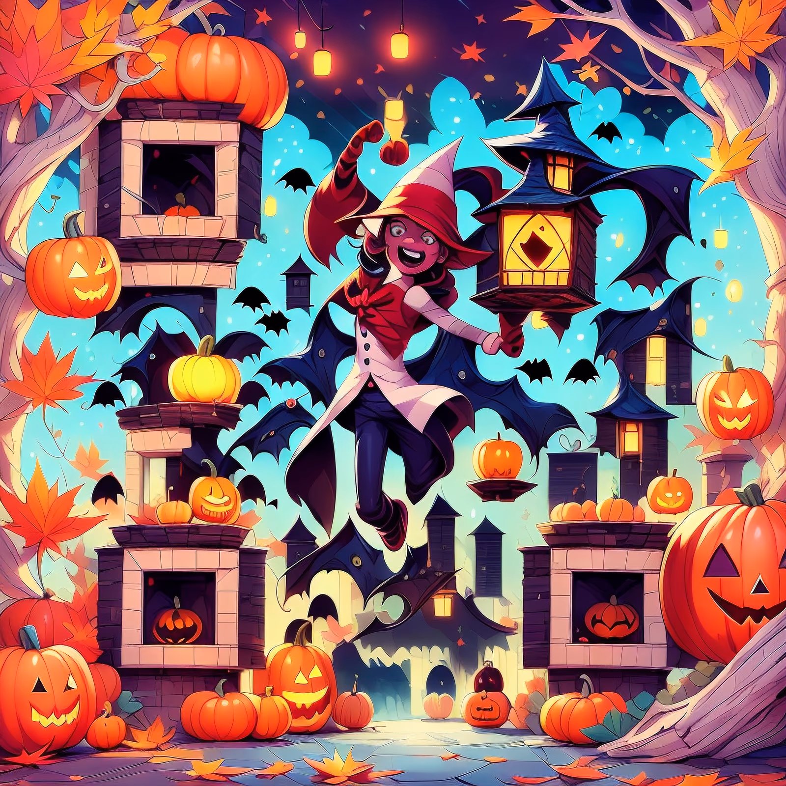 Young Witch Halloween Cartoon Pumpkin QR Code for Posters — image 1