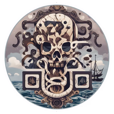Pirate Skull Ocean Vector QR Code for Stickers — image 1