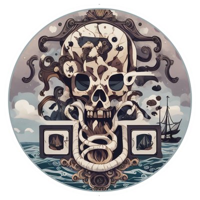 Pirate Skull Ocean Vector QR Code for Stickers
