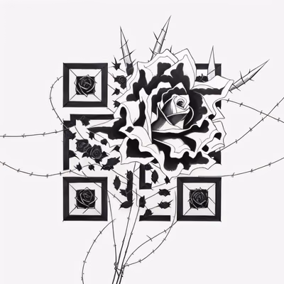 Barbed Wire Rose Tattoo QR Code for Temporary Tattoos — image 1