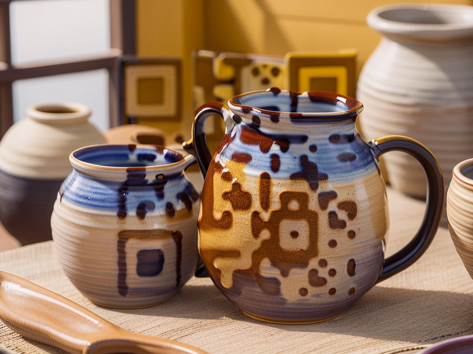 Glazed Ceramic Jugs Photo Vase QR Code Art — image 1