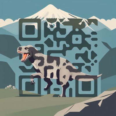 Roaring T-Rex Mountain Vector QR Code for Posters