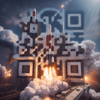 Rocket Launch Space Scene QR Code for Posters — image 1